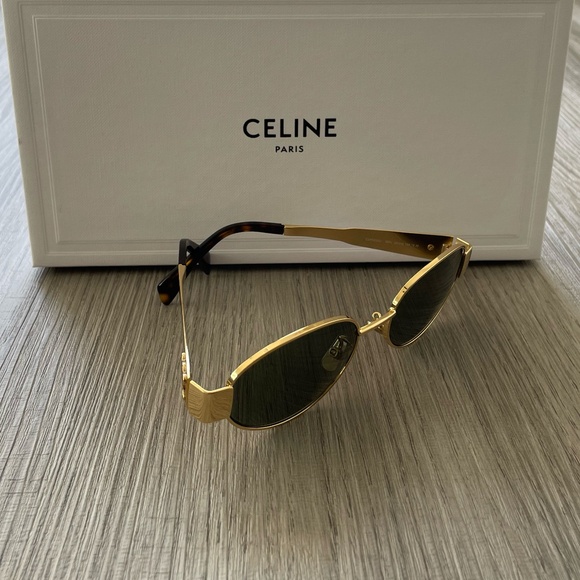 NWT Celine Triomphe Metal 01 Sunglasses Gold - Picture 4 of 11